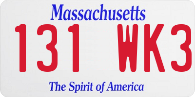 MA license plate 131WK3
