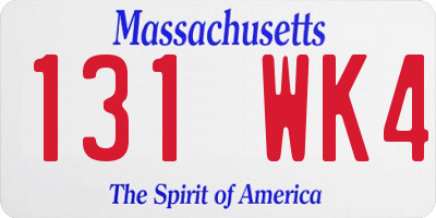 MA license plate 131WK4