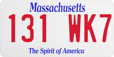 MA license plate 131WK7