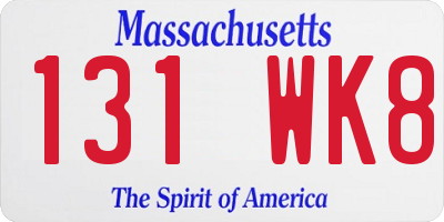 MA license plate 131WK8