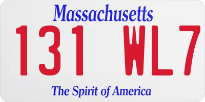MA license plate 131WL7