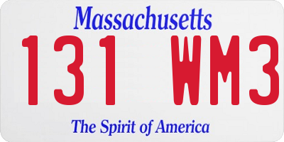 MA license plate 131WM3