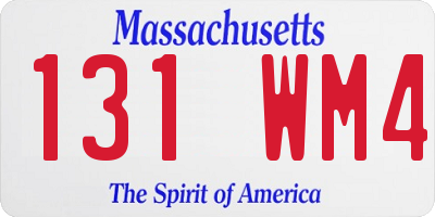 MA license plate 131WM4