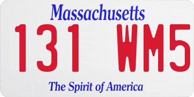 MA license plate 131WM5