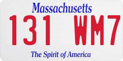 MA license plate 131WM7