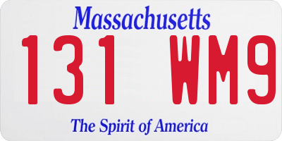 MA license plate 131WM9