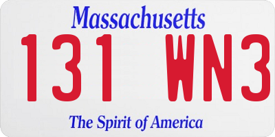 MA license plate 131WN3