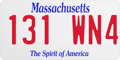 MA license plate 131WN4
