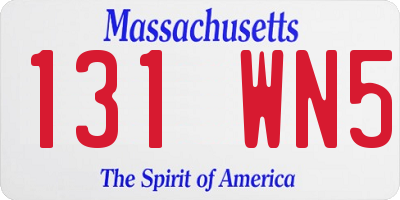 MA license plate 131WN5