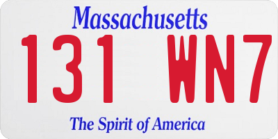 MA license plate 131WN7