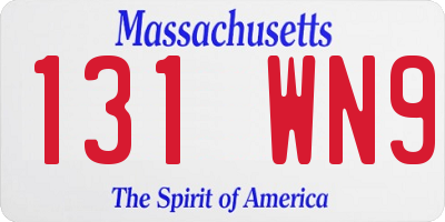 MA license plate 131WN9