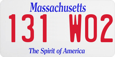 MA license plate 131WO2