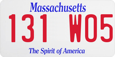 MA license plate 131WO5