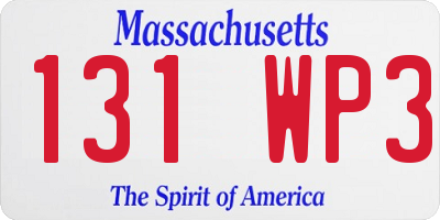 MA license plate 131WP3