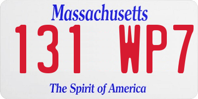 MA license plate 131WP7