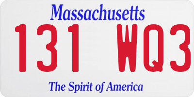 MA license plate 131WQ3