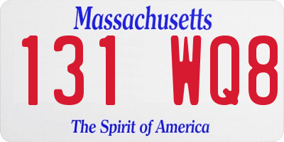 MA license plate 131WQ8