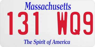 MA license plate 131WQ9