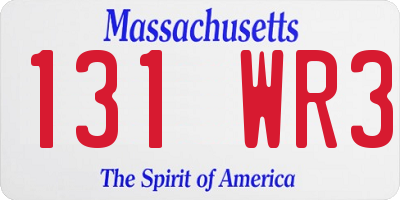 MA license plate 131WR3