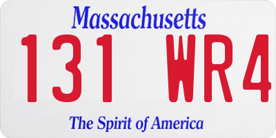 MA license plate 131WR4