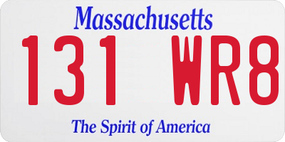 MA license plate 131WR8