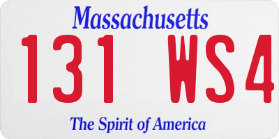 MA license plate 131WS4
