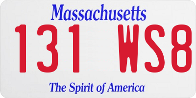 MA license plate 131WS8