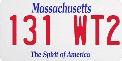 MA license plate 131WT2