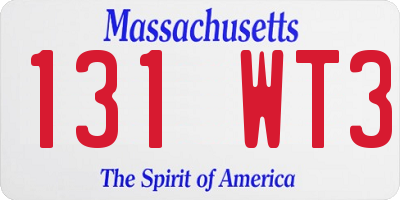 MA license plate 131WT3