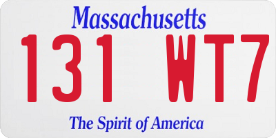 MA license plate 131WT7