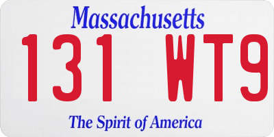 MA license plate 131WT9