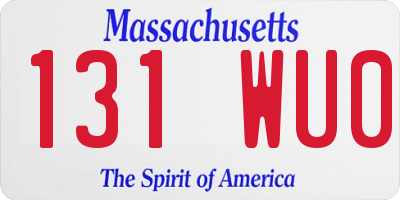 MA license plate 131WU0