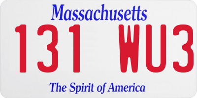 MA license plate 131WU3