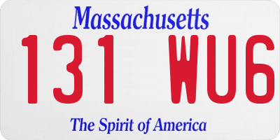 MA license plate 131WU6