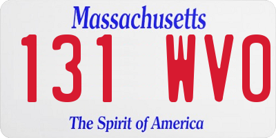 MA license plate 131WV0