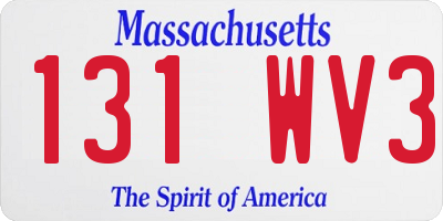 MA license plate 131WV3