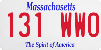 MA license plate 131WW0