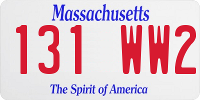 MA license plate 131WW2