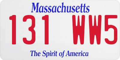 MA license plate 131WW5