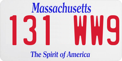 MA license plate 131WW9