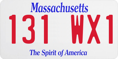 MA license plate 131WX1