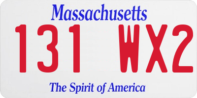 MA license plate 131WX2