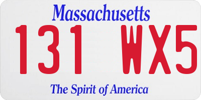 MA license plate 131WX5