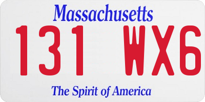 MA license plate 131WX6