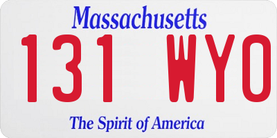 MA license plate 131WY0