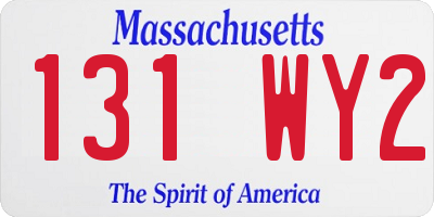 MA license plate 131WY2