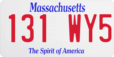 MA license plate 131WY5