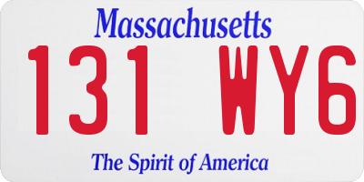 MA license plate 131WY6