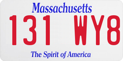 MA license plate 131WY8