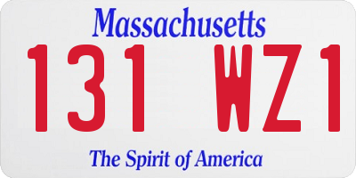 MA license plate 131WZ1